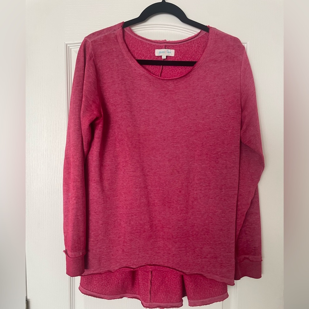 Grace & Lace Vibrant Pink Knit Top size small